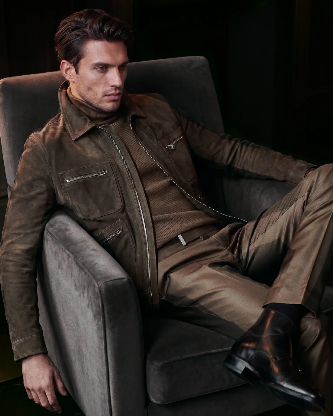 Recreated Tom Ford campaign image, lounge setting.